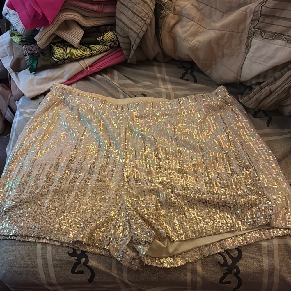 High Waist Gold Party Shorts